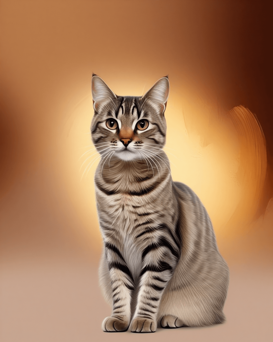 AI-crafted painterly pet portrait of a tabby cat
